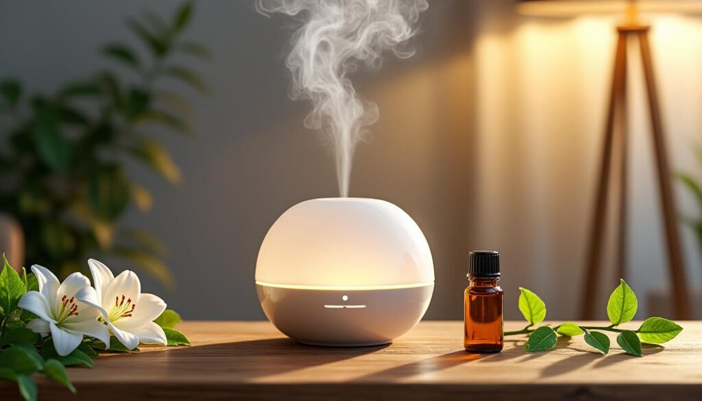 découvrez comment la vaporisation d'huiles essentielles utilise la diffusion en aromathérapie pour purifier l'air et créer une ambiance apaisante.