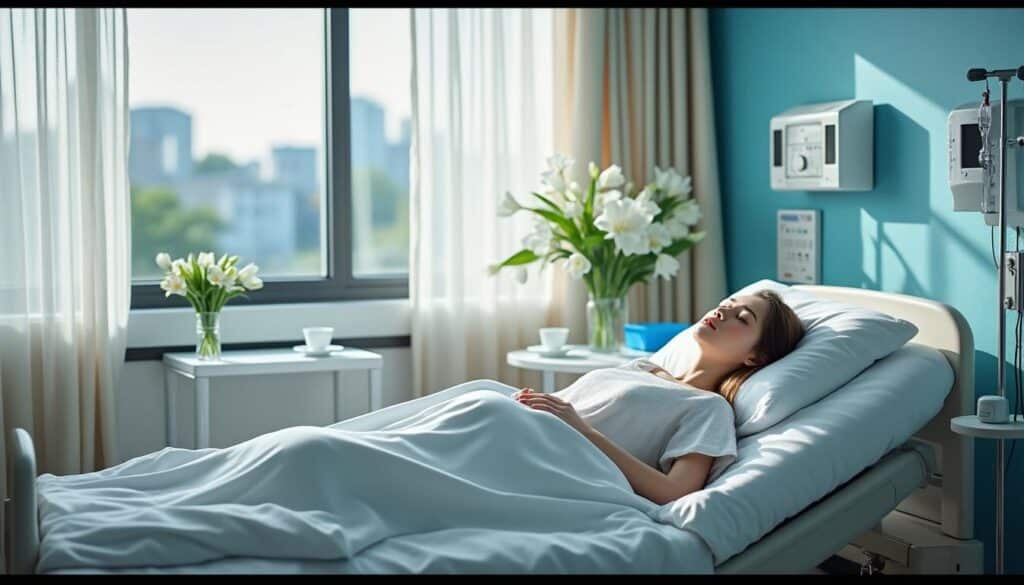 assurez le confort optimal du patient fraîchement opéré grâce à une chambre individuelle, favorisant repos et tranquillité pour une meilleure récupération.