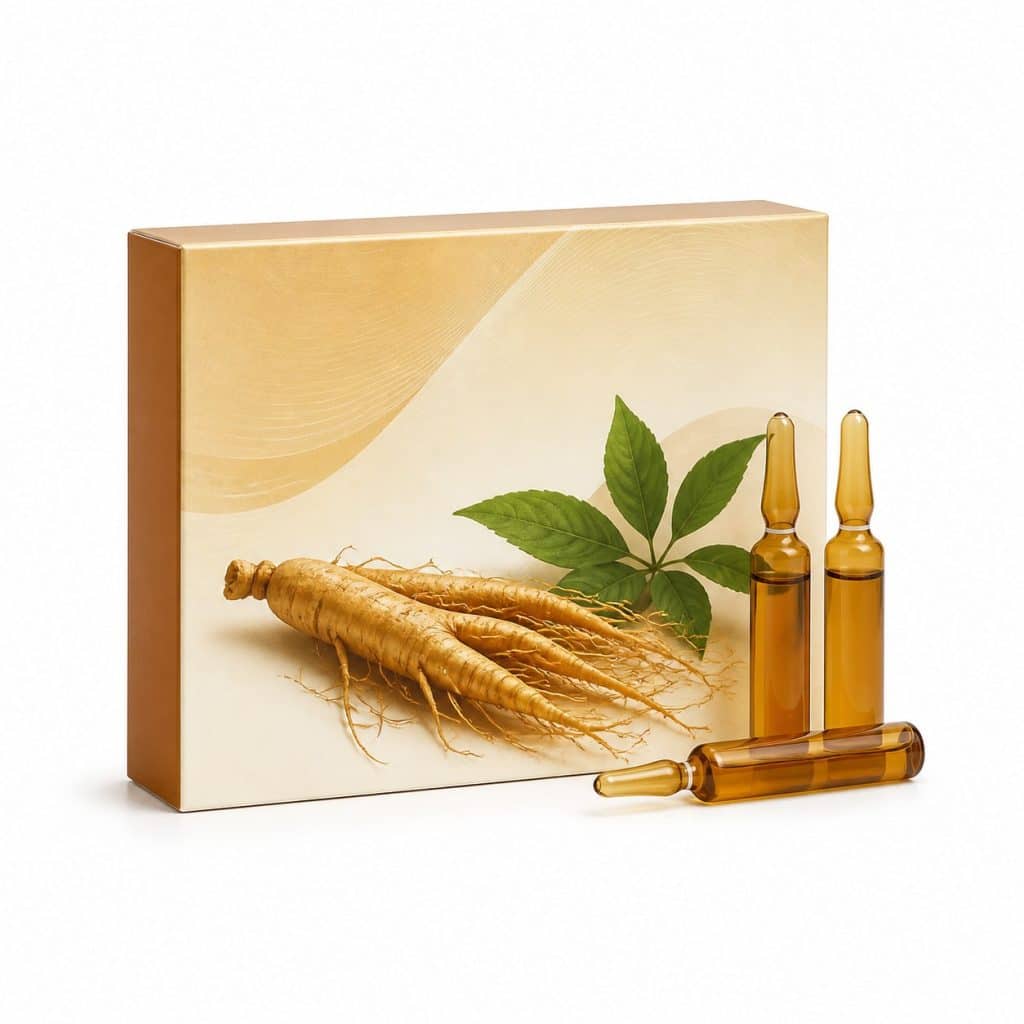 Ginseng en ampoules buvables, boîte de 20 présenté seul