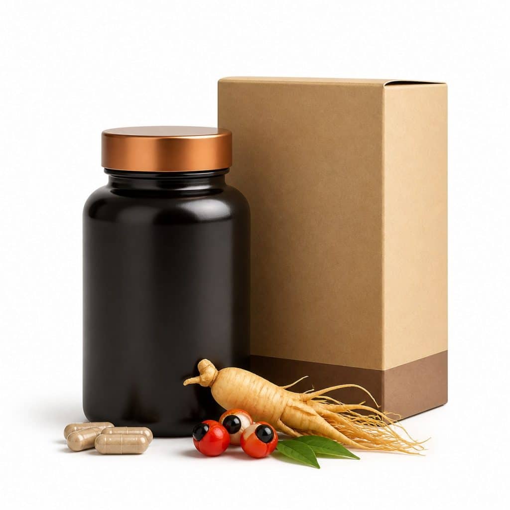 Ginseng et guarana, boîte de 60 gélules présenté seul