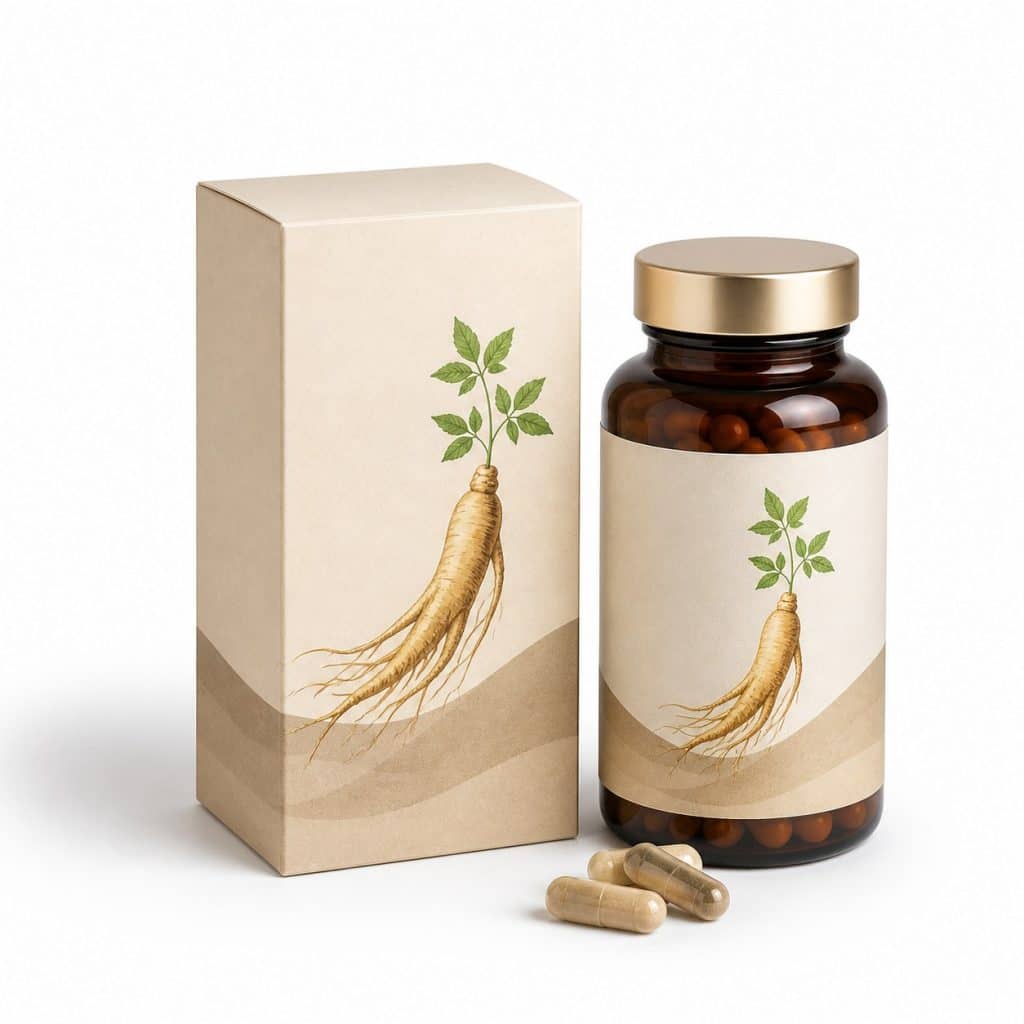Ginseng panax, boîte de 60 gélules présenté seul